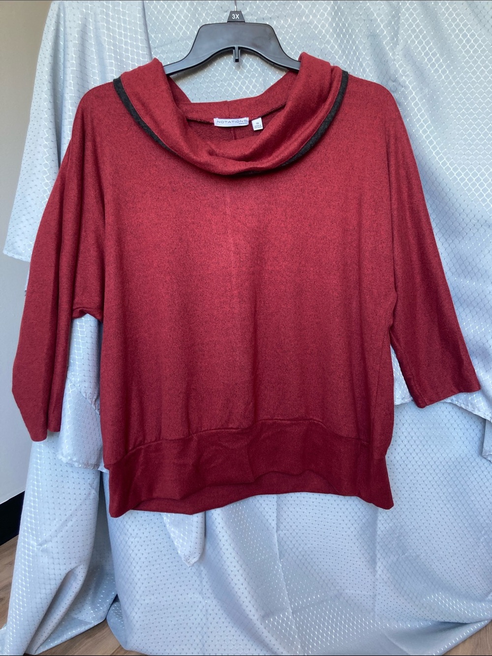 NY Collection a red and gray Heathered top 1X - Picture 10 of 17